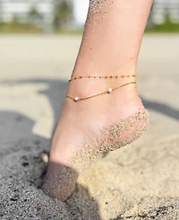 St. Moran Tarnish-Resistant Gold Natural Freshwater Imitation Pearl Max Station Anklet