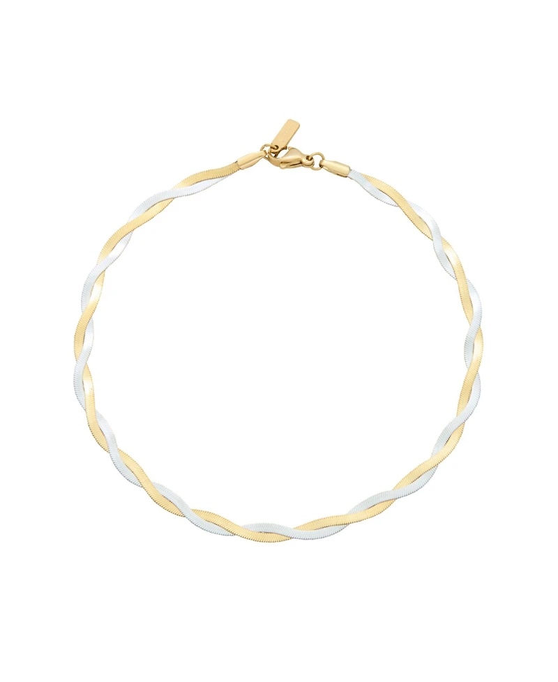 St. Moran Tarnish-Resistant Mixed Metal Braided Heringbone Chain Amina Anklet
