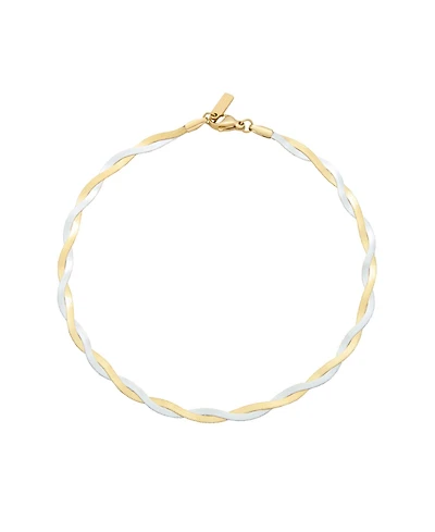 St. Moran Tarnish-Resistant Mixed Metal Braided Heringbone Chain Amina Anklet