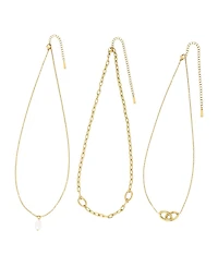 St. Moran Tarnish-Resistant Gold Set of 3 Natural Imitation Pearl and Chain Necklaces Lora Necklace Set
