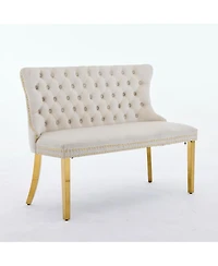 Flynama Velvet Tufted Wingback 2-Seat Dining Bench