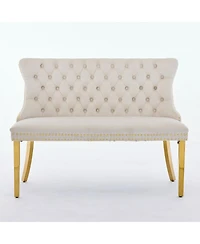 Flynama Velvet Tufted Wingback 2-Seat Dining Bench
