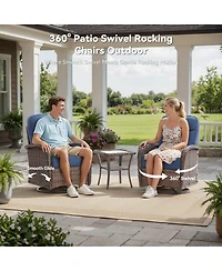 Pocassy Patio Furniture Set with Cushion, Outdoor Couch and High Back Swivel Rocker Chairs, 8PCS Wicker Conversation
