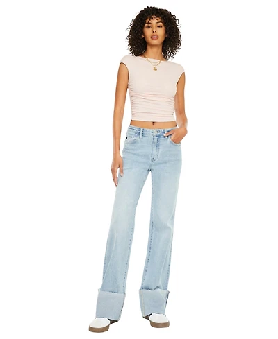 KanCan Women's Franny Essentials High Rise Wide Flare Jeans