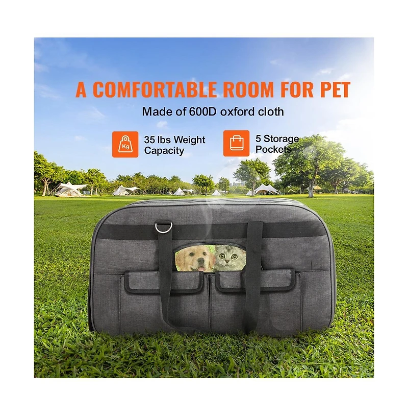 Ruie Rolling Pet Carrier with 360 Wheels Telescopic Handle for Pets up to 35 lbs