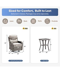 Pocassy 6 Pieces Outdoor Patio Furniture Sets with Rocking Swivel Chairs Thick Cushion and Side Table