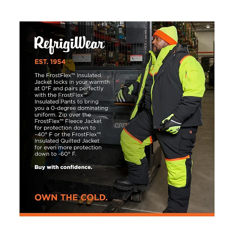 RefrigiWear Men's FrostFlex Insulated Jacket - 0°F Cold Protection, Flexible and Water-Repellent Workwear
