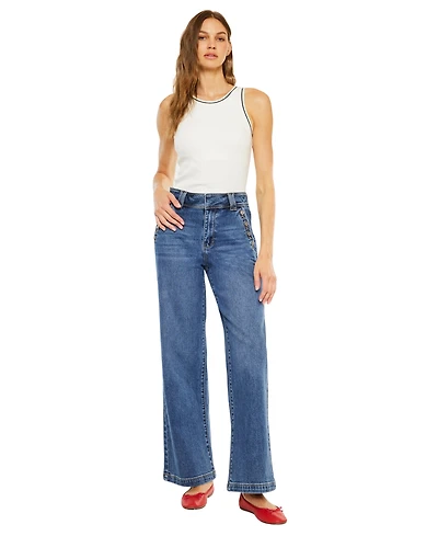 KanCan Women's Westwood Ultra High Rise Wide-Leg Jeans