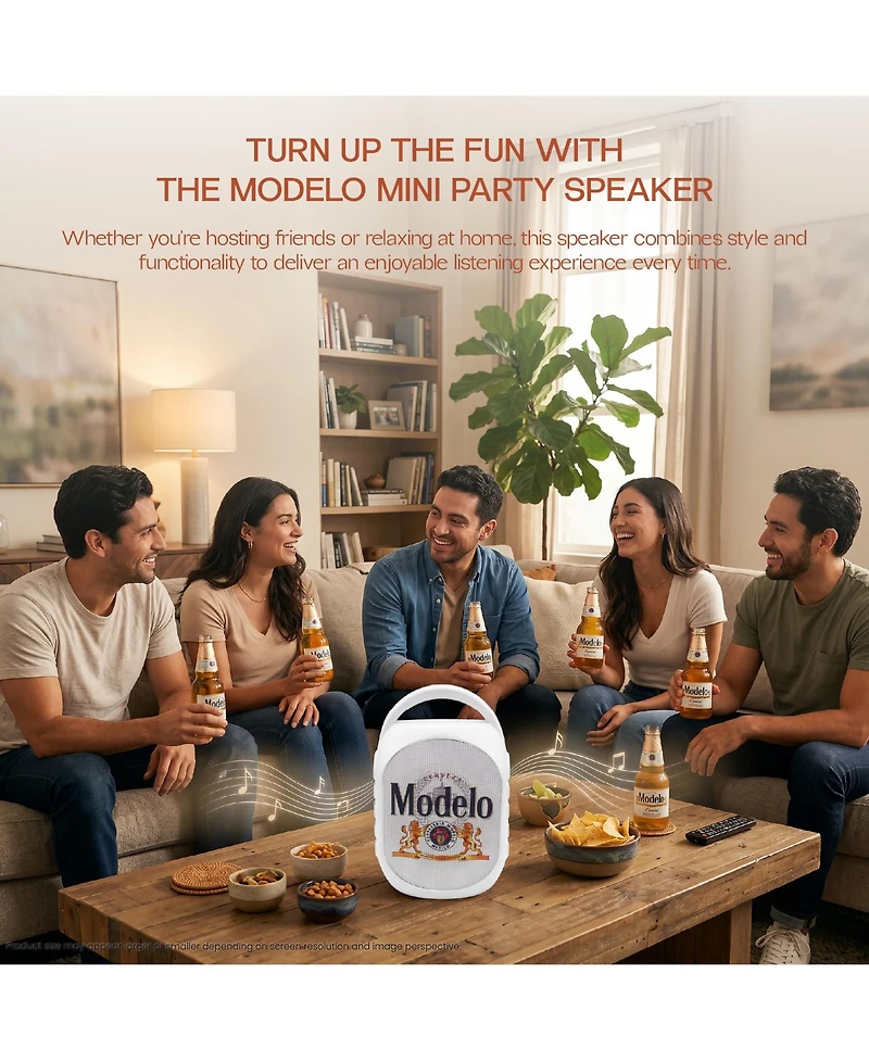 Modelo Mini Party Speaker with Color Changing Led Lights, Fm Radio, Built-in Handle