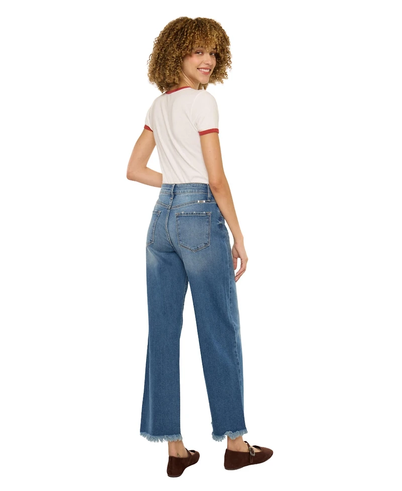 KanCan Women's Aruli Essentials High-Rise Crop Wide-Leg Jeans