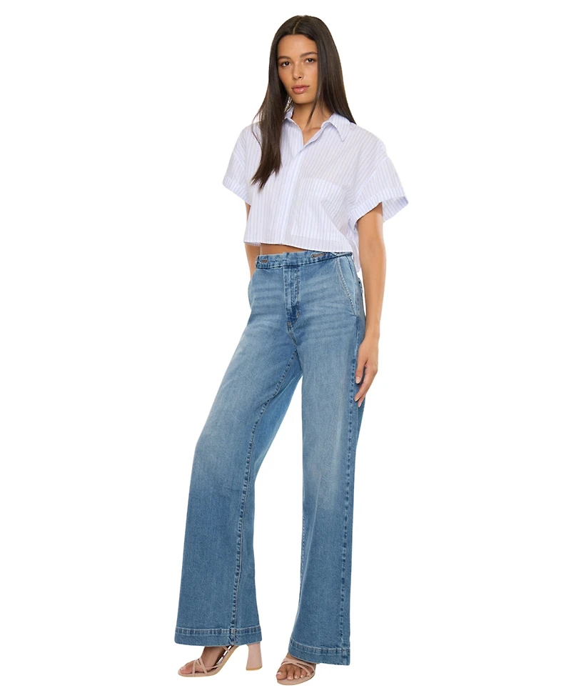 KanCan Women's Marnie Ultra High Rise Wide Leg Trouser Jeans