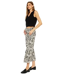 KanCan Women's Alonso Mid Rise Printed Crop Wide-Leg Jeans