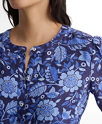 UNTUCKit Women's Linen Blend Floral Lena Shirt Dress
