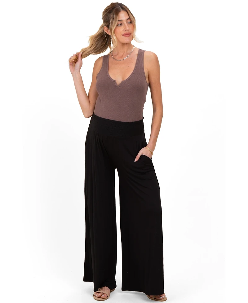 Pinkblush Smocked Waist Wide Leg Maternity Pants