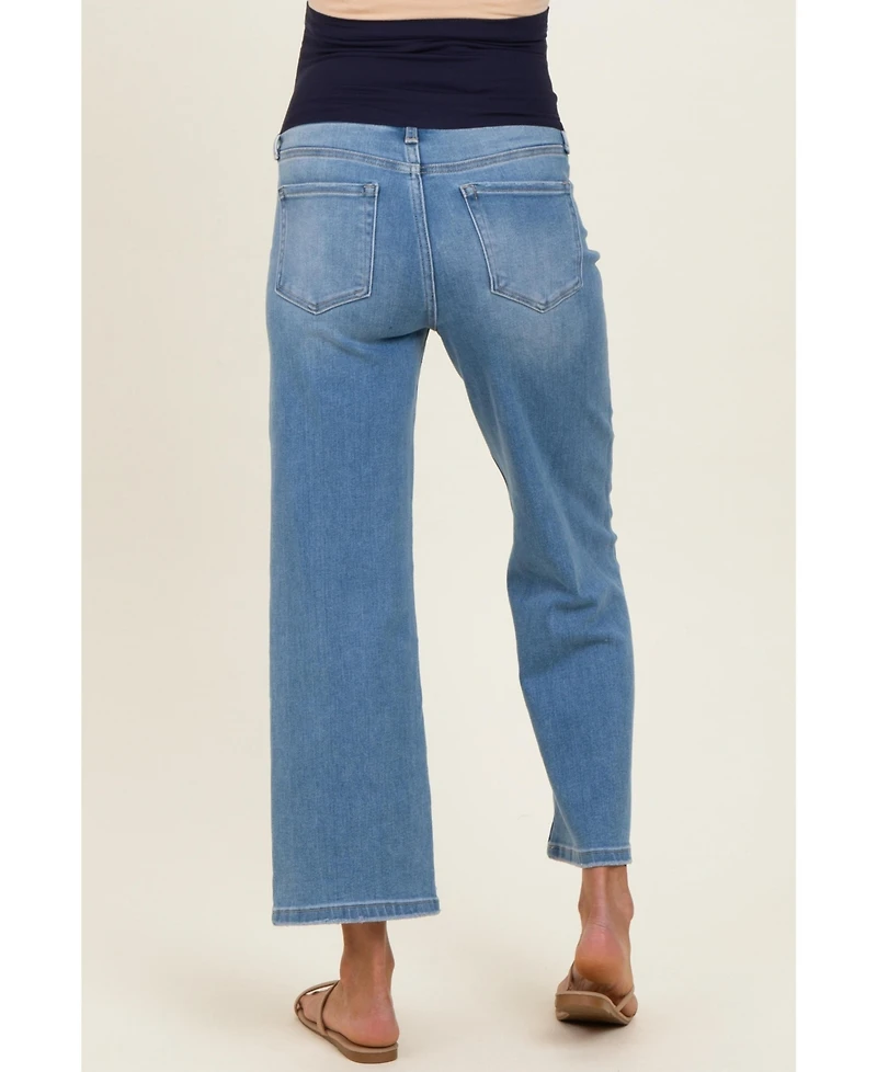 Pinkblush Maternity Blue Medium Wash Cropped Wide Leg Jeans