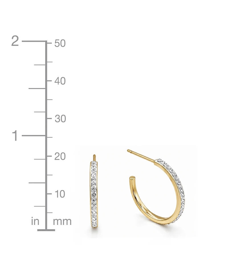 And Now This Clear Crystal C Hoop & Click Top Earring Set Gold Plate or Silver
