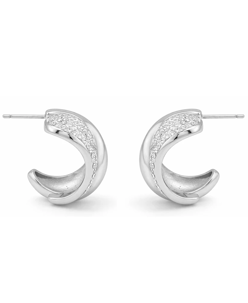 And Now This Crystal Double Teardrop C Hoop Earring