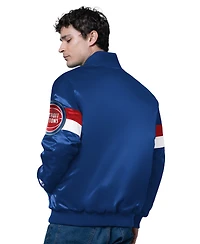 Starter Men's Blue Detroit Pistons Triple Option Varsity Full-Snap Satin Jacket