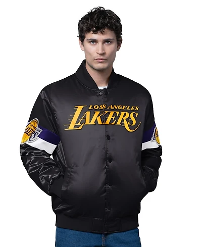Starter Men's Los Angeles Lakers Triple Option Varsity Full-Snap Satin Jacket