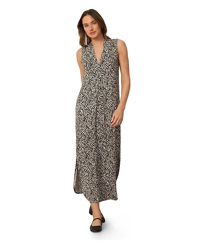 Cable & Gauge Women's Invert Pleat Printed Maxi Dress
