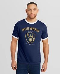 Darius Rucker Collection By Fanatics Men's Navy Milwaukee Brewers Washed Ringer T-Shirt