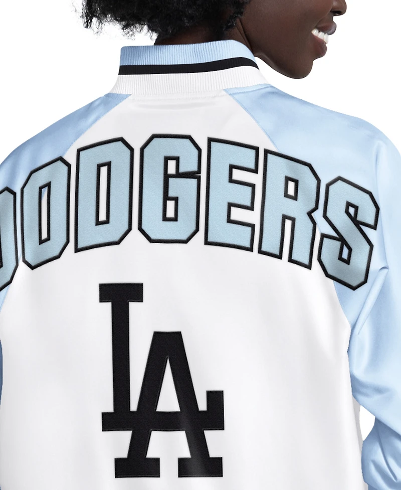 Starter Women's Light Blue/White Los Angeles Dodgers Blitz Varsity Raglan Full-Snap Satin Jacket
