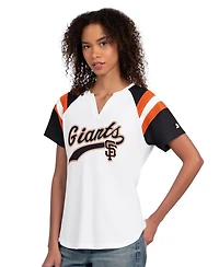 Starter Women's White San Francisco Giants Game On Notch Neck Raglan T-Shirt