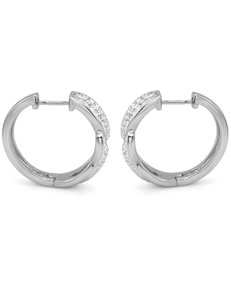And Now This Crystal Twisted Hinged Hoop Earrings