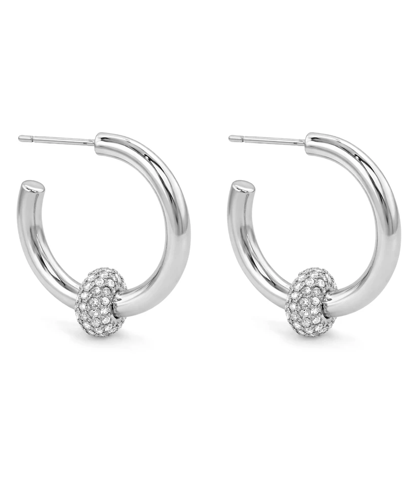 And Now This Crystal Post C Hoop Earrings