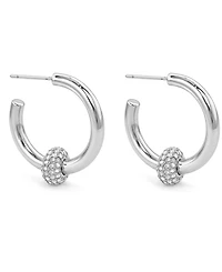 And Now This Crystal Post C Hoop Earrings