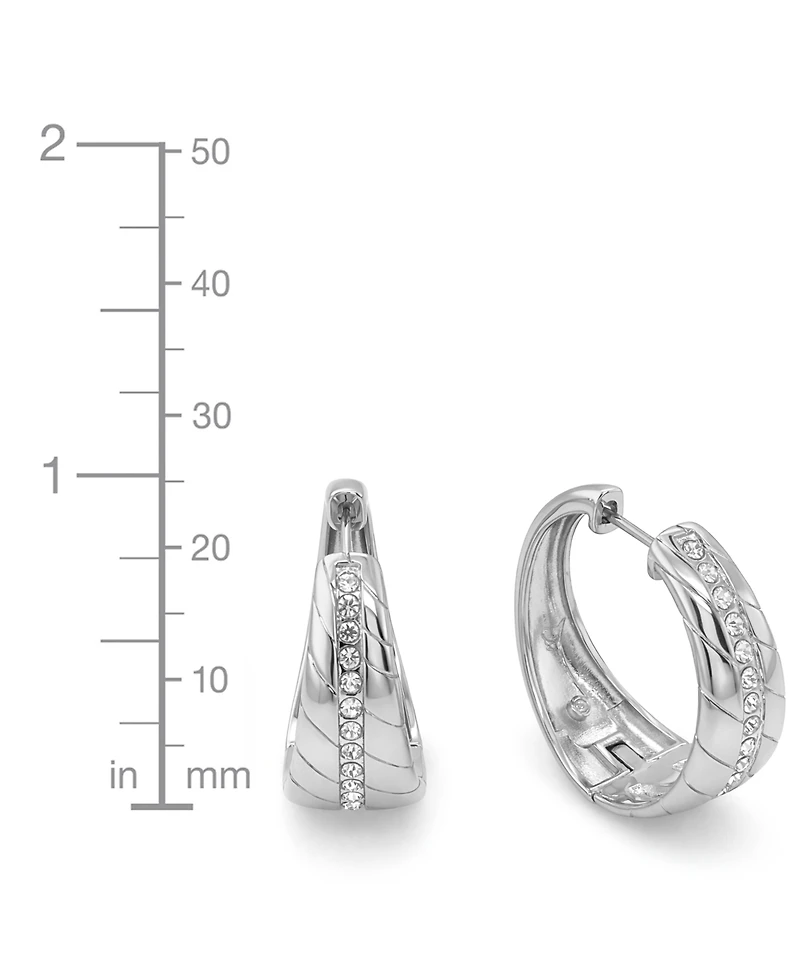 And Now This Crystal Center Graduated Hinged Hoop Earrings