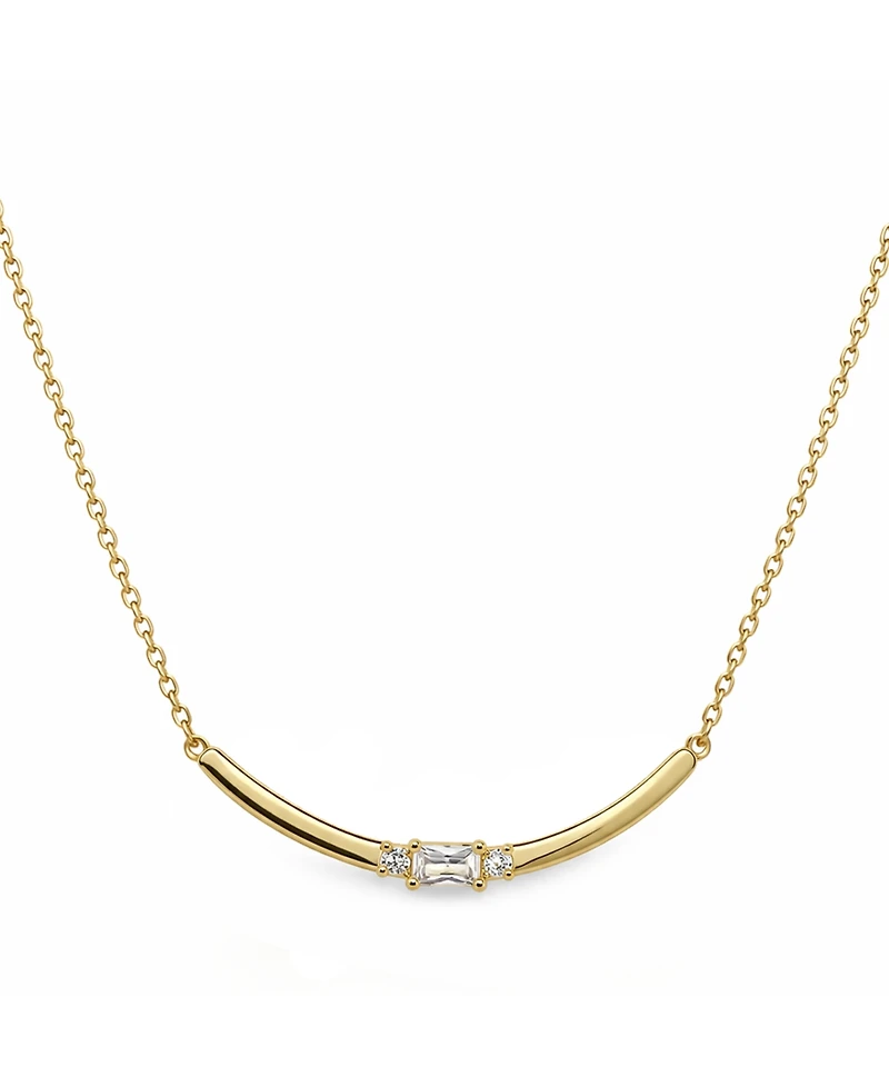 And Now This Cubic Zirconia Curved Bar Necklace