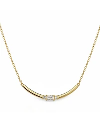 And Now This Cubic Zirconia Curved Bar Necklace