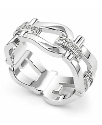 And Now This Horse Bit Link Cubic Zirconia Ring