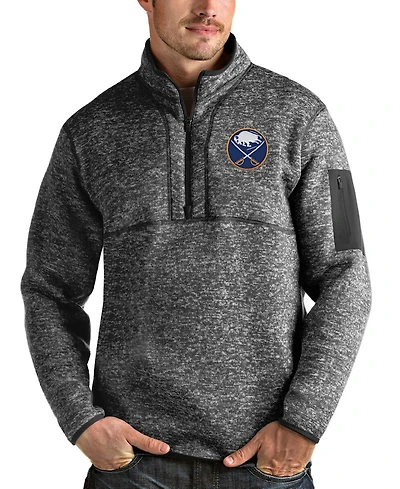 Antigua Men's Heather Gray Buffalo Sabres Fortune Half-Zip Pullover Jacket