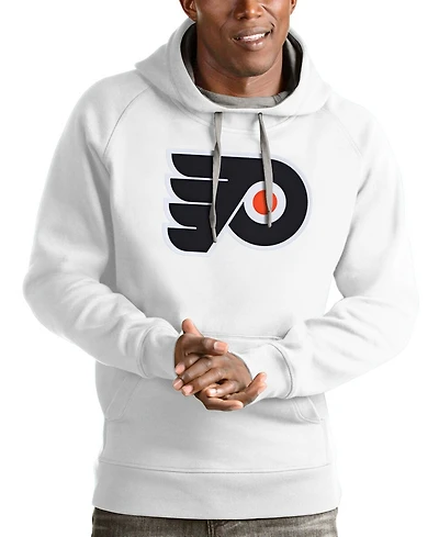 Antigua Men's White Philadelphia Flyers Logo Victory Pullover Hoodie