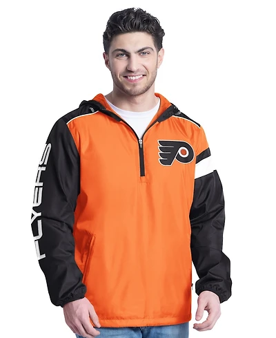 G-iii Sports by Carl Banks Men's Orange/Black Philadelphia Flyers Lateral Half-Zip Hoodie
