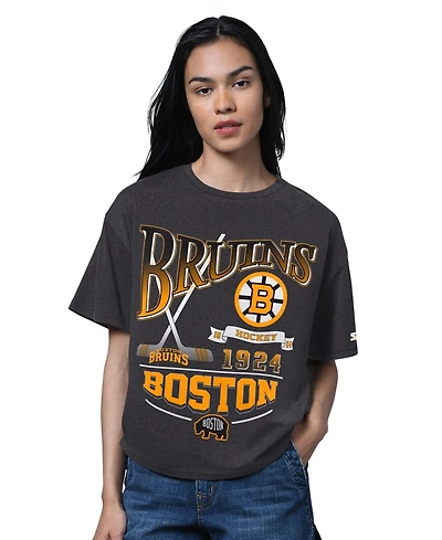 Starter Women's Heather Black Boston Bruins Oversized Hall of Fame T-Shirt