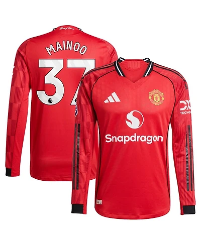 Adidas Men's Kobbie Mainoo Red Manchester United Home 2025/26 Authentic Player Long Sleeve Jersey