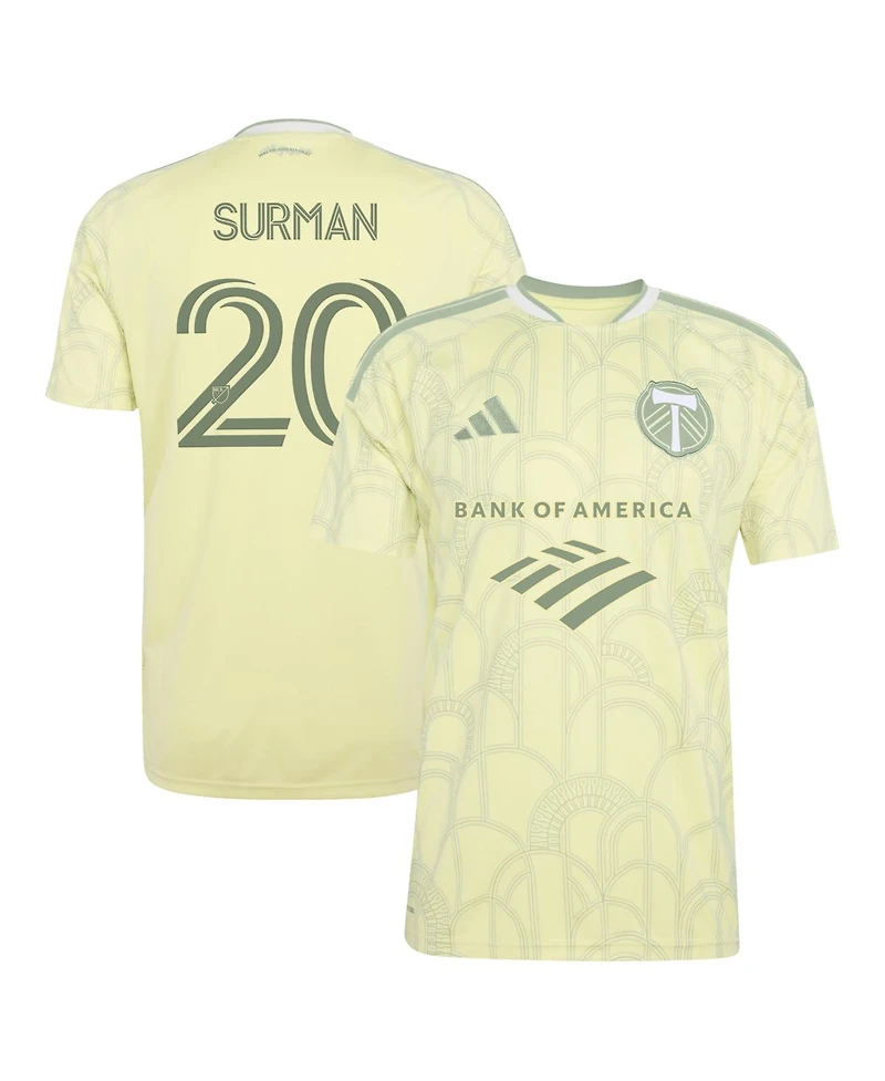 Adidas Men's Finn Surman Yellow Portland Timbers 2026 Civic Stadium Kit Replica Jersey