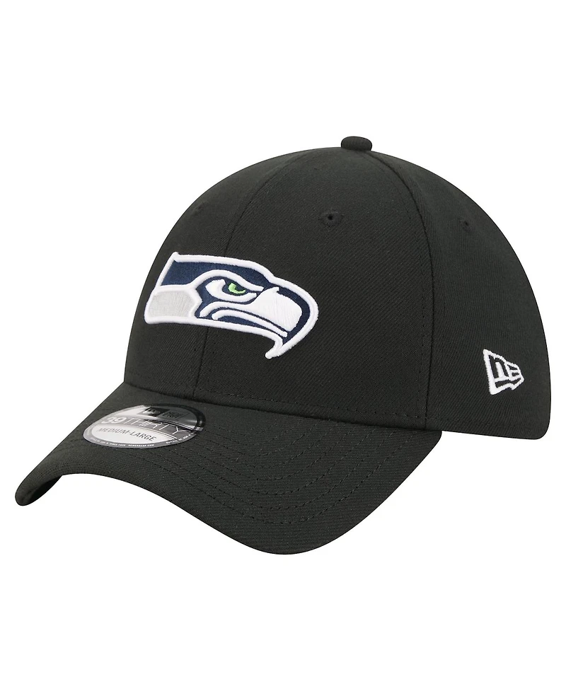 New Era Men's Black Seattle Seahawks Core Team 39THIRTY Flex Hat