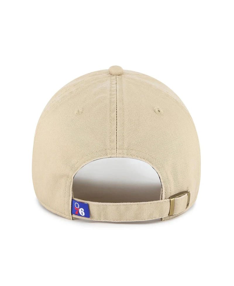 '47 Brand Men's Khaki Philadelphia 76ers Logo Clean Up Adjustable Hat