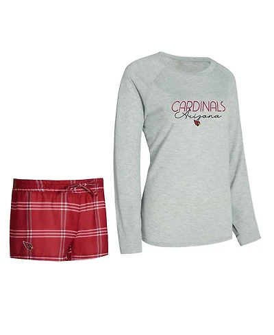 Concepts Sport Women's Cardinal/Gray Arizona Cardinals Petition Raglan Long Sleeve Top and Shorts Set