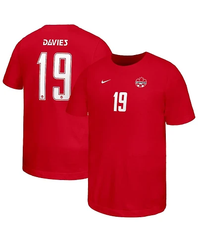 Nike Big Boys and Girls Alphonso Davies Red Canada Soccer Home Player Name & Number T-Shirt