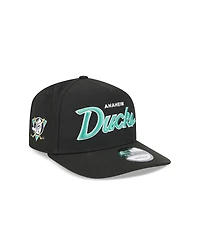 New Era Men's Black Anaheim Ducks Script A-Frame 9FIFTY Snapback Hat