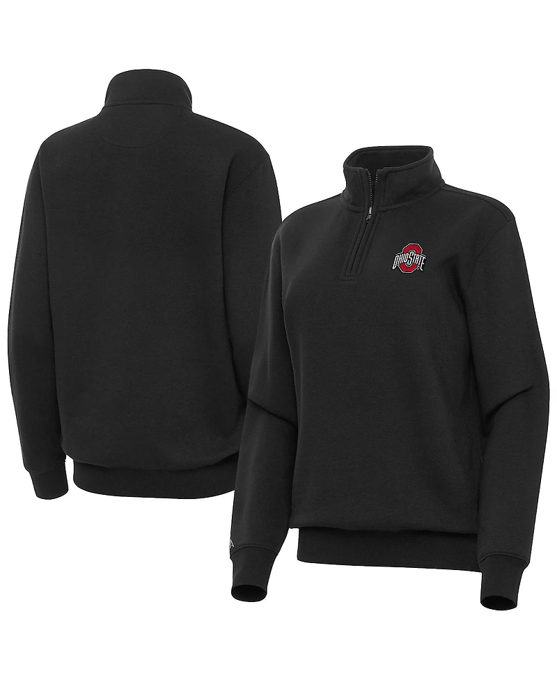 Antigua Women's Black Ohio State Buckeyes Victory Quarter-Zip Sweatshirt