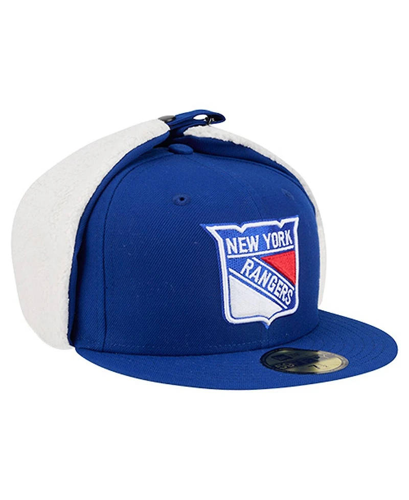 New Era Men's Blue York Rangers Injection Dog Ear Classic Fitted Hat