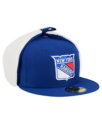 New Era Men's Blue York Rangers Injection Dog Ear Classic Fitted Hat