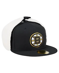 New Era Men's Black Boston Bruins Injection Dog Ear Classic Fitted Hat
