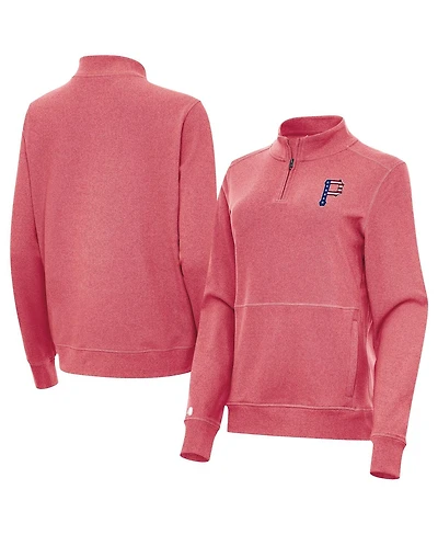Antigua Women's Heather Red Pittsburgh Pirates Crush Stars and Stripes Team Logo Quarter-Zip Pullover Sweatshirt